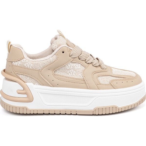 SHELOVET Béžové dámske sneakersy s čipkou A-115APR 66149879