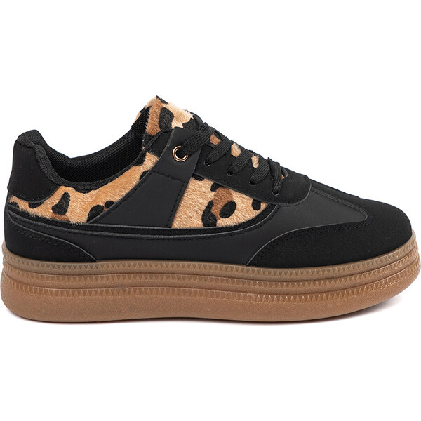 SHELOVET Čierne dámske sneakersy s leopardími vsadkami PC2817B 66149877