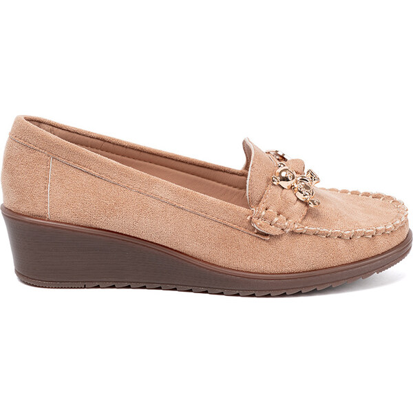 SHELOVET Dámske béžové poltopánky s medvedíkovou aplikáciou, podpätok 66149976