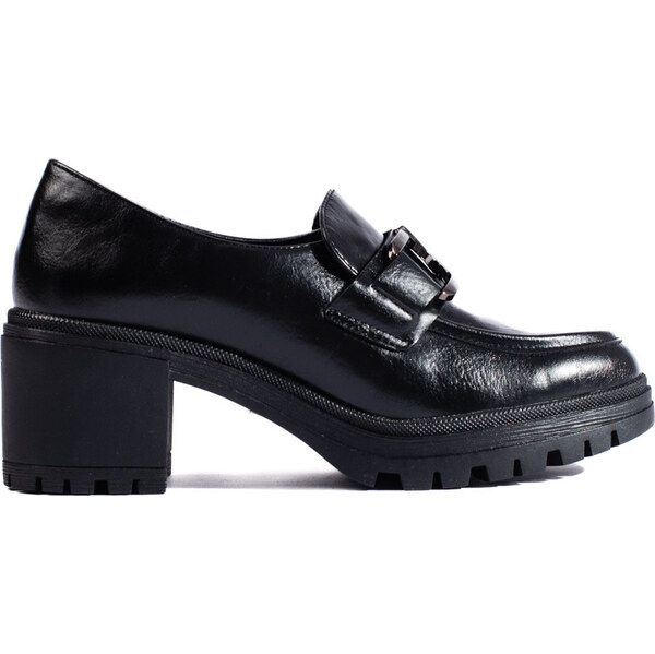 SHELOVET Čierne poltopánky na nízkom podpätku 10921B.PU 66149980