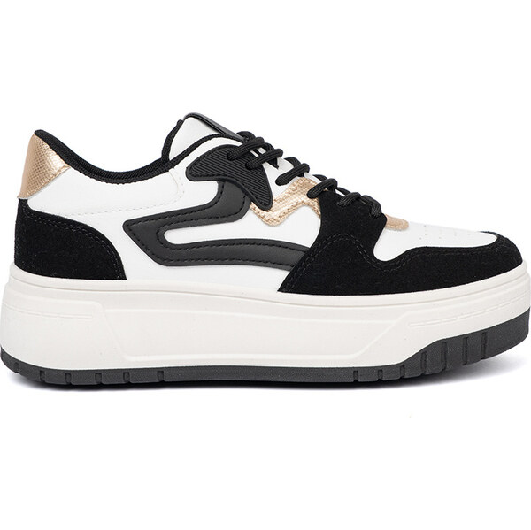 SHELOVET Čierno-biele dámske sneakersy so zlatými detailmi 1W-N3B 66149998