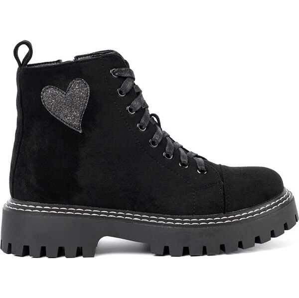 SHELOVET Čierne dámske šnurovacie členkové topánky s trblietavým 66150107