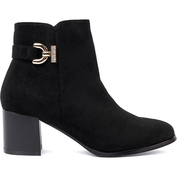 SHELOVET Štýlové dámske čierne členkové topánky s elegantným zdobením, 66150111