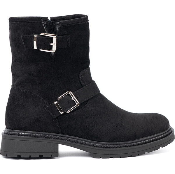 SHELOVET Moderné dámske čierne členkové topánky so striebornými 66150116