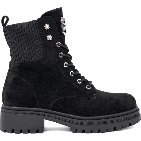 SHELOVET Elegantné dámske čierne workery s lesklými kamienkami XJ795B 66150118