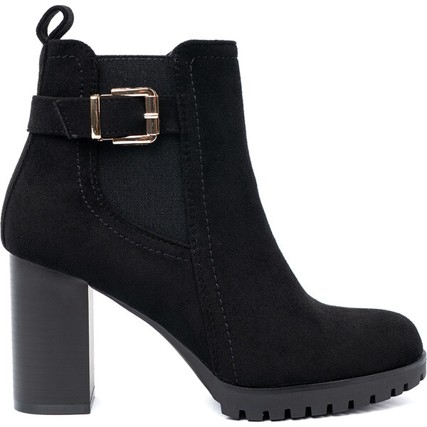SHELOVET Čierne dámske členkové topánky na stĺpiku s ozdobnou sponou, 66150270