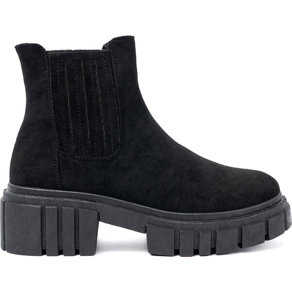 SHELOVET Štýlové čierne dámske členkové topánky na platforme CN-017B 66150277