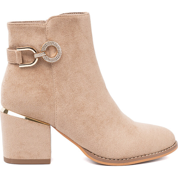 SHELOVET Elegantné dámske členkové béžové topánky s ozdobnou sponou, 66150368