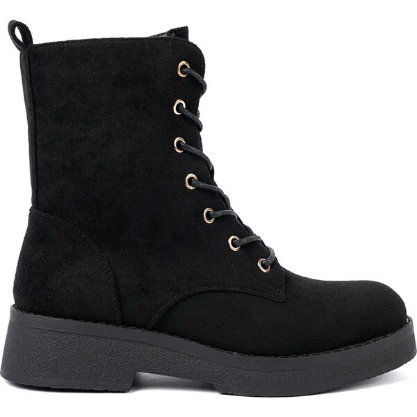 SHELOVET Pohodlné dámske čierne workery na plochej podrážke 68251B 66150378