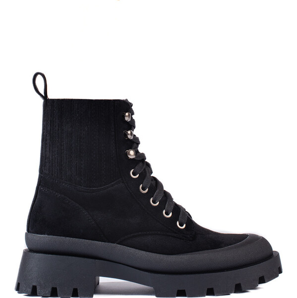 SHELOVET Čierne šnurovacie semišové členkové topánky 8628B 66150455