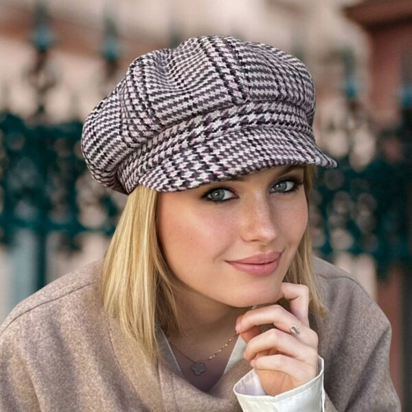 8-dielna dámska bekovka od Krumlovanka - Newsboy Cap - šedo-fialový 66093584