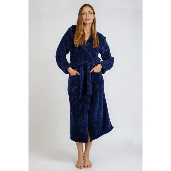 DKaren Dámsky huňatý župan Diana dlhý tmavomodrý 63762177