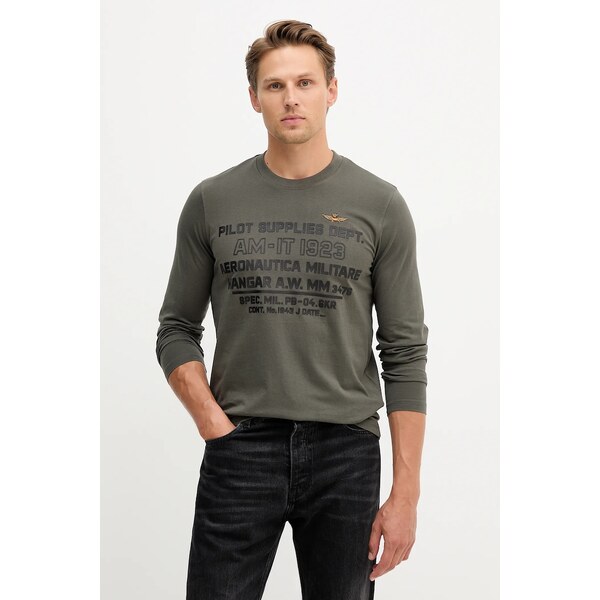 Bavlnené tričko s dlhým rukávom Aeronautica Militare 64921090