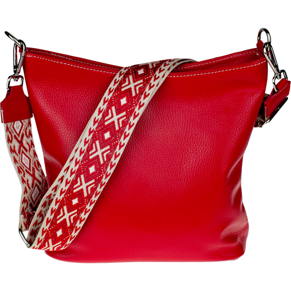 Červená kožená talianska crossbody kabelka Amalia Rossa I NovaKabelka 66096364