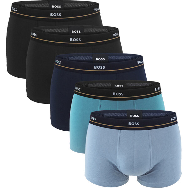 BOSS - boxerky 5PACK essential cotton stretch blue & black tones 66101326