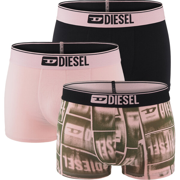 DIESEL - pánske boxerky 3PACK cotton stretch modern DIESEL print logo 66101328