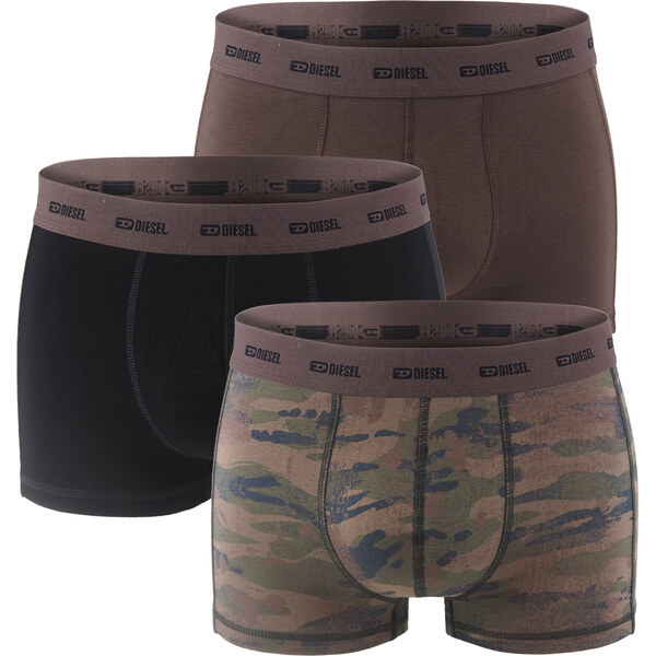 DIESEL - pánske boxerky 3PACK cotton stretch modern dark forest print 66101329