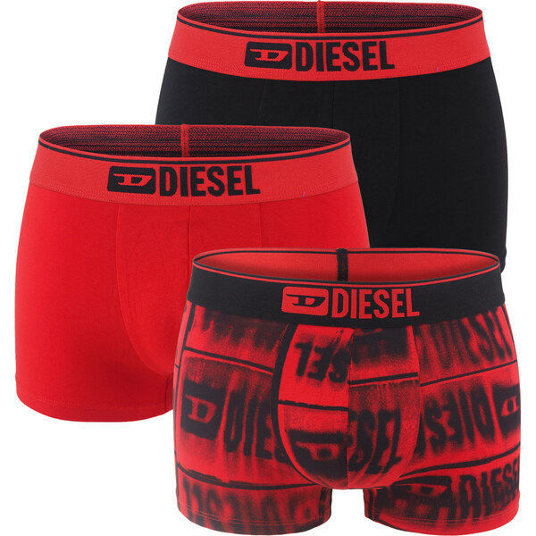 DIESEL - pánske boxerky 3PACK cotton stretch modern DIESEL print black 66101334