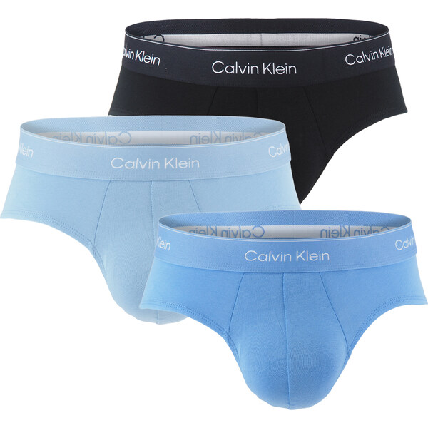 Calvin Klein - slipy 3PACK Icon cotton stretch black & blue bell color 66101338