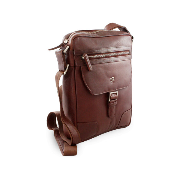 Arwel Pánsky kožený zipsový crossbag | hnedá 215-1792-40 VT 66101586