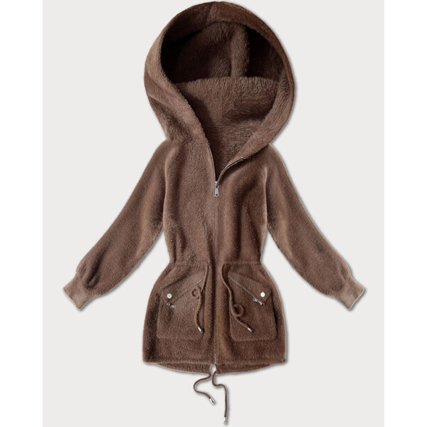 MHM Hnedý prehoz z alpaky s vreckami (W010#) 66102611