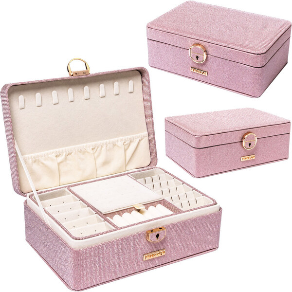 Elegantná ružová šperkovnica s kľúčikom a uzatváraním - Peterson 66102905