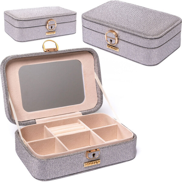 Elegantná sivá šperkovnica s kľúčikom - Peterson 66102904