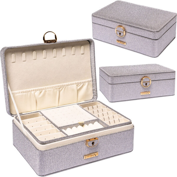 Sivá elegantná šperkovnica s kľúčikom a uzatváraním - Peterson 66102907