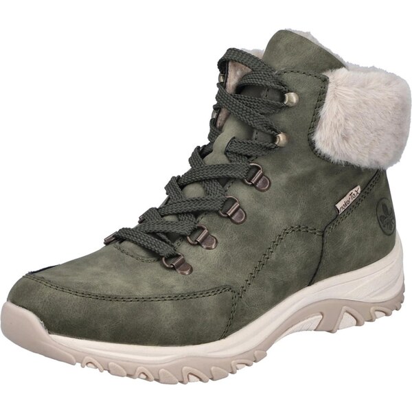 Rieker Šnurovacie členkové čižmy olivová / biela 66119848