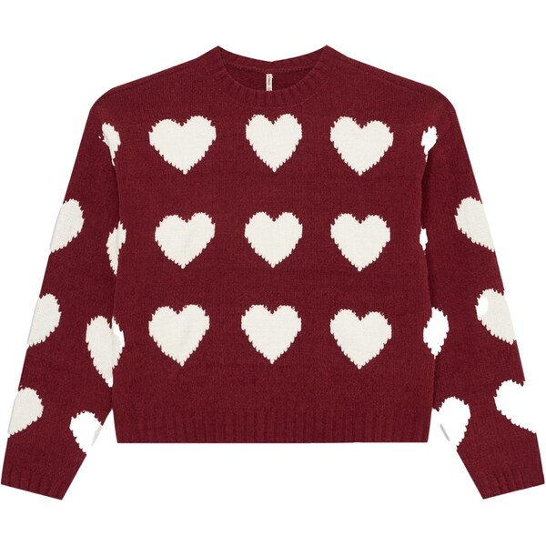 ONLY GIRLS Sveter KOGSUS vínovo červená / biela 66105938