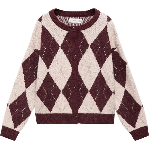 MANGO KIDS Kardigán Rombo béžová / rubínová 66105948