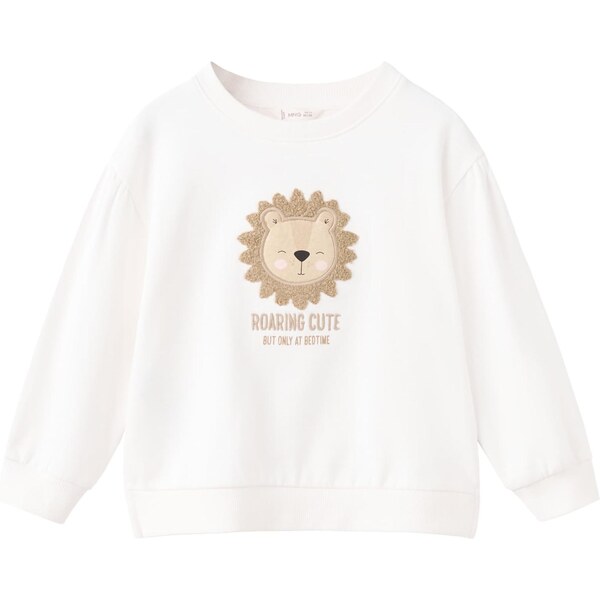 MANGO KIDS Mikina ROAR béžová / tmavobéžová / šedobiela 66106010