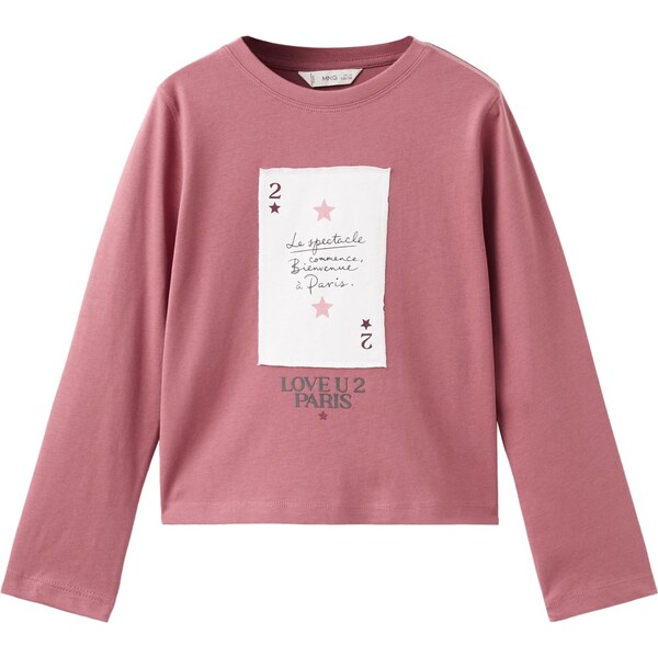 MANGO KIDS Tričko CARTA čadičová / pastelovo červená / čierna / biela 66106008