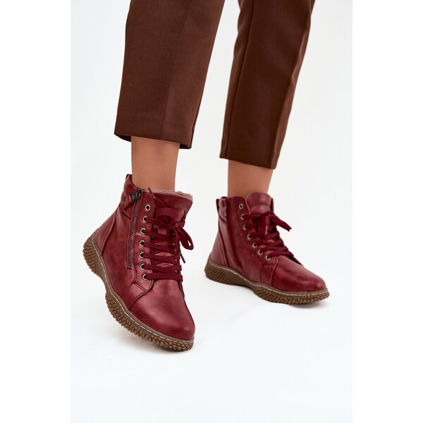 EVENTO Dámske čižmy s teplou podšívkou z eko kože Bordeaux Ulverina 66107983