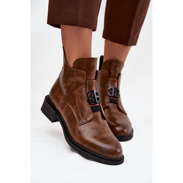 Boto Zateplené kožené dámske členkové topánky s ozdobným detailom 66107976