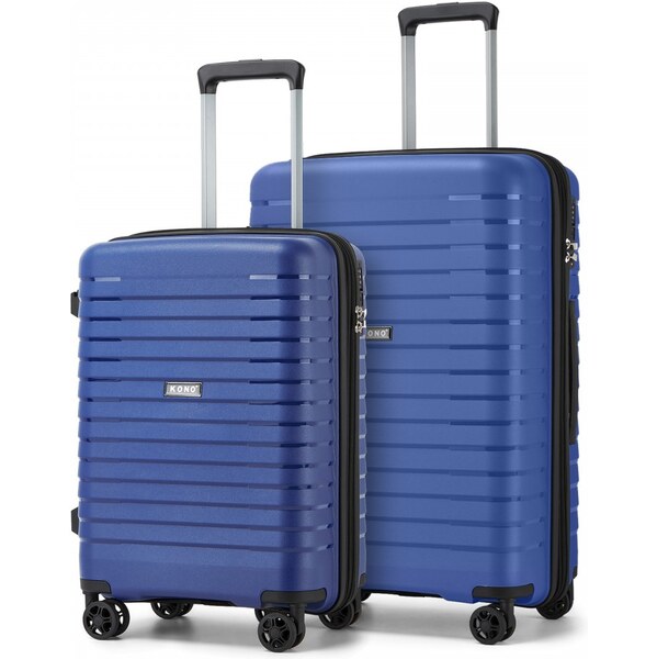 KONO 2 Set cestovných kufrov - rozšíriteľný s držiakom na pohár, modrý 66109217