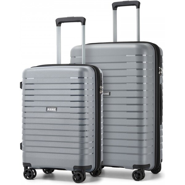 KONO 2 Set cestovných kufrov - rozšíriteľný s držiakom na pohár, šedý 66109218