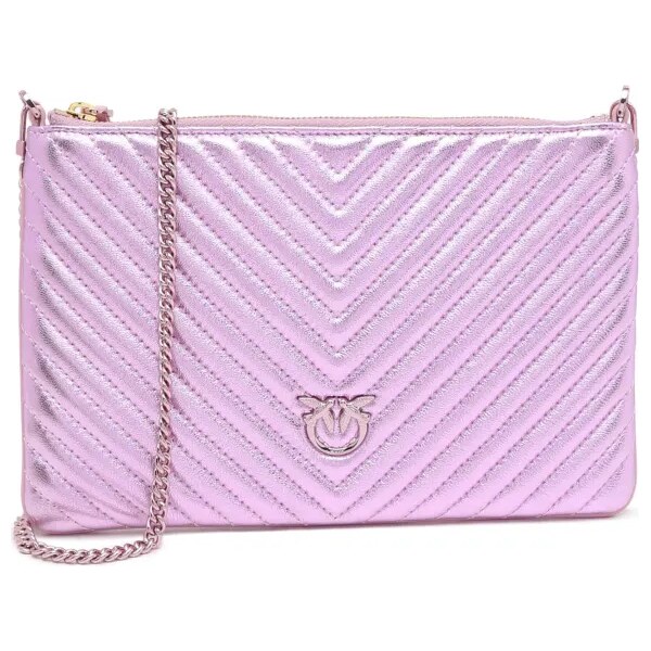 Pinko Kožená listová kabelka FLAT CLASSIC METAL 50407826