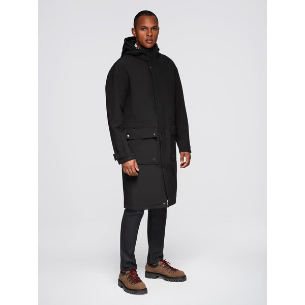 Ombre Mens parka coat with fleece lining and waist adjustment - black 66126890