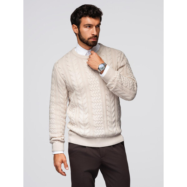 Ombre Elegant mens sweater with interesting weave - ecru 66126891