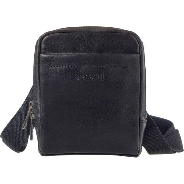 SEGALI Pánska kožená taška cez rameno BRIJ-22012 čierna 65972274