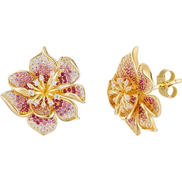 Preciosa Pozlátené náušnice Kvet s kubickou zirkóniou Mirage Royal 66582281