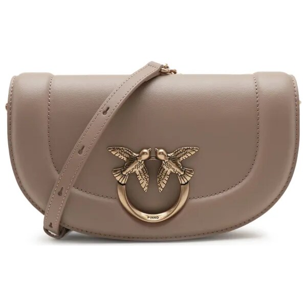 Pinko Kožená kabelka na rameno ROUND CLICK MINI VITE 45377749