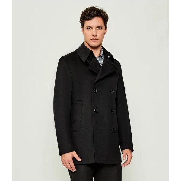 BOSS BLACK Vlnený kabát H-Hyde-Pcoat-254 | s prímesou kašmíru 65279466