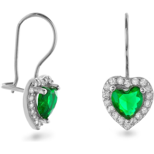 AGAIN Jewelry Strieborné visiace náušnice Srdiečko so zirkónmi 66584658