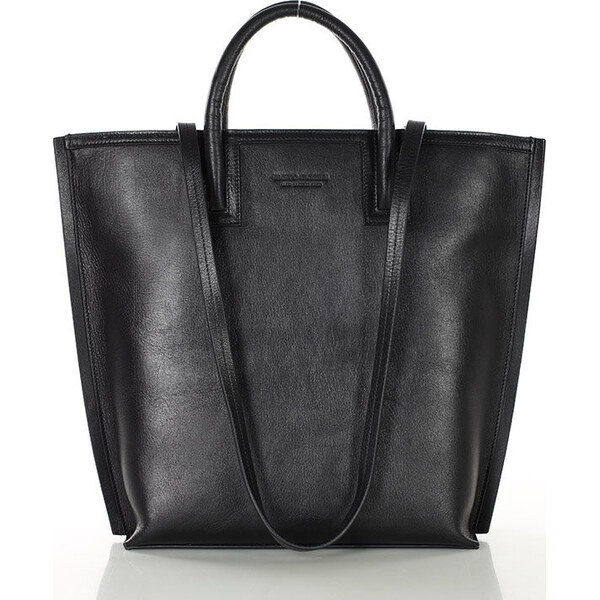 MARCO MAZZINI Čierna priestranná shopper kabelka z kože (G12432a) 54210732