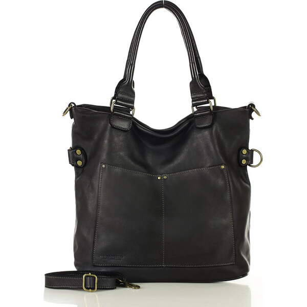 Čierna kožená kabelka MARCO MAZZINI v7c 11821856