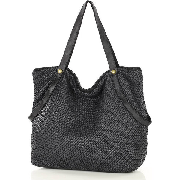 MARCO MAZZINI Čierna veľká taška shopper z tkanej kože (v244a) 60312352