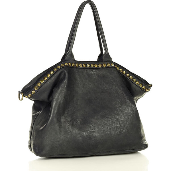 Genuine Leather Marco Mazzini Čierna dámska shopper kožená kabelka 20847452