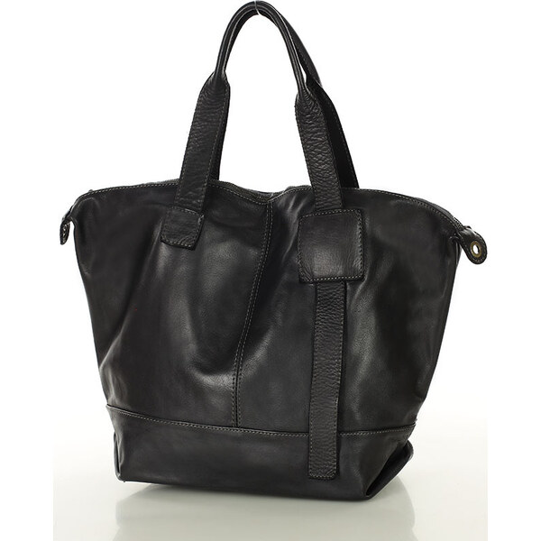 MARCO MAZZINI Čierna dámska priestranná kožená shopper kabelka (v254a) 64589711